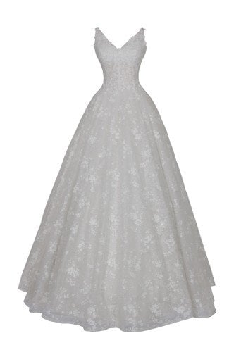 Üç Boyutlu Çiçek Detaylı A Kesim Gelinlik