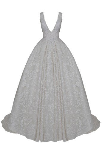 V Yaka ve Sırt Dantel Detaylı Gelinlik