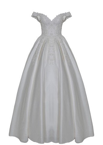 Üç Boyutlu Düşük Kollu Hafif Kabarık Gelinlik