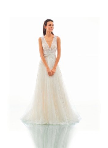 Pul ve Fransız Dantelli A Kesim Gelinlik